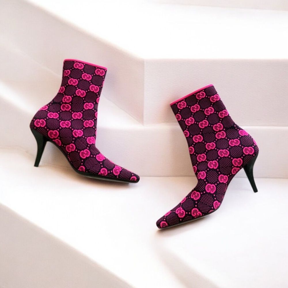 NIB GUCCI GG Jacquard Sock Boots Size 39.5 $1250 - Picture 3 of 8